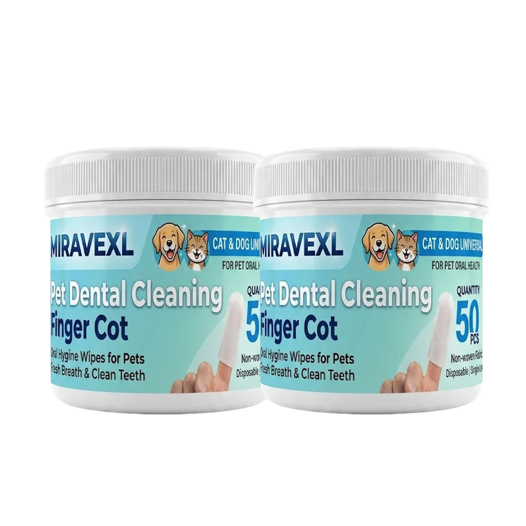 MIRAVEXLPet Finger Toothbrush 50PCS Cat Dog Dental Wipes Oral Care Disposable Finger Cot Teeth Cleaning Tool Fresh Breath Plaque