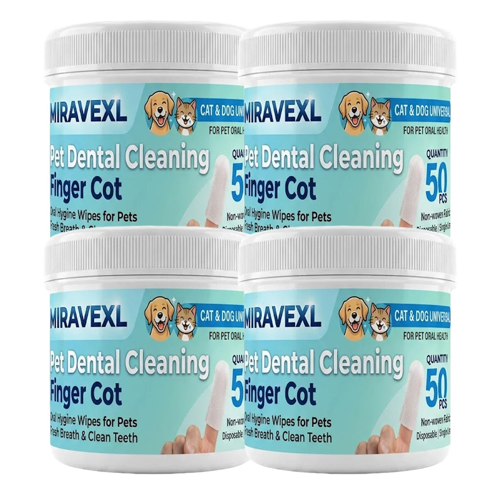 MIRAVEXLPet Finger Toothbrush 50PCS Cat Dog Dental Wipes Oral Care Disposable Finger Cot Teeth Cleaning Tool Fresh Breath Plaque