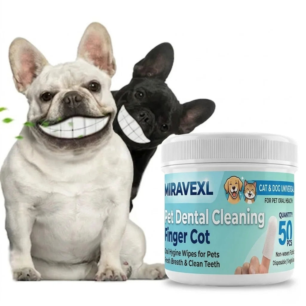 MIRAVEXLPet Finger Toothbrush 50PCS Cat Dog Dental Wipes Oral Care Disposable Finger Cot Teeth Cleaning Tool Fresh Breath Plaque