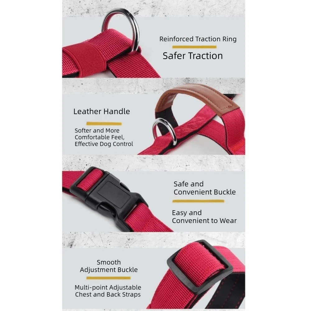 Dog Traction Supplies Adjustable Dog Harness Vest Anti Breakaway Durable Dog Anti Escape Vest Comfortable Training Vest Hiking